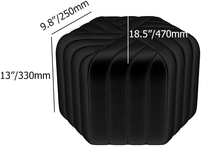 homary 18.5" Hexagonal Pouf Ottoman Upholstered, Velvet Footrest Rest Stools Modern Sofa Footrest Entryway Shoe Changing Stool, Low Coffee Table Footstool for Living Room/Bedroom/Entrway-Black