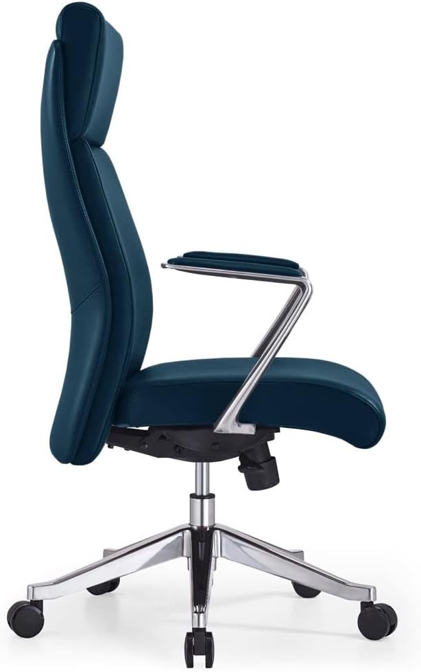 ZURI Draper Leather Executive Chair with Aluminum Frame Dark Teal