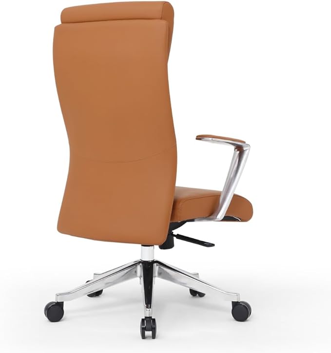 ZURI Draper Leather Executive Chair with Aluminum Frame - Tan