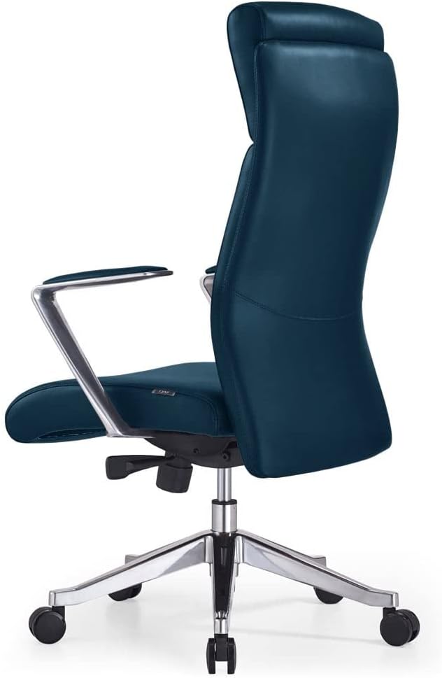 ZURI Draper Leather Executive Chair with Aluminum Frame Dark Teal
