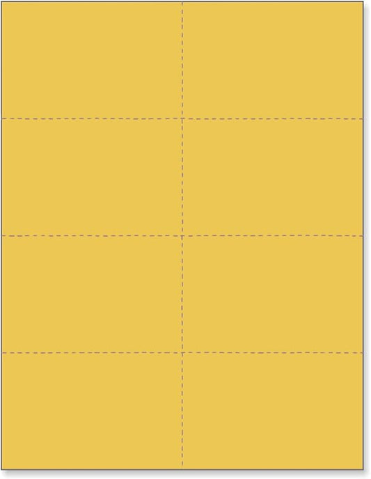 Limited Papers (TM) 8.5x11 Perforated Paper, 20/50 Pound, 75 GSM, Variety of Perforation Sizes and Colors, for Forms, Tickets, Postcards, Business Cards. (Gold, 8 up)