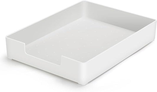 Letter-Size Tray Desk Letter Tray Paper Tray, Sturdy Heavy-Duty Plastic Printer Paper Tray, Single-Tier Stackable File Storage Organizer for Office Home (1, White)