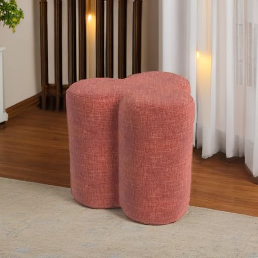 HomePop Upholstered Clover Shaped Ottoman Home Décor|Foot Rest Ottoman - Pink Chenille