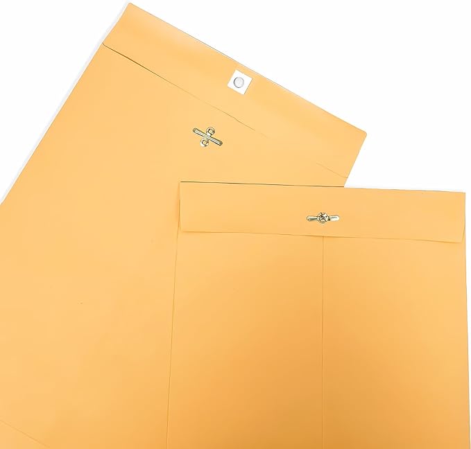 10” x 13” Clasp Envelopes with Gummed Seal Brown Kraft Catalog Envelopes Clasp Mailing Envelopes for Home, Office, Business 28 lb Kraft Paper,Pack of 30