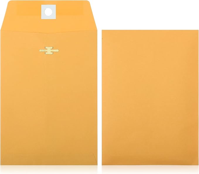 Zonon 100 Pieces 3 Sizes Clasp Envelopes Kraft Paper Catalog Clasp Envelope with Clasp Closure for Filing, Storing, Privacy Ensuring or Mailing Documents (9 x 12 Inch, 6 x 9 Inch, 5 x 7 Inch)