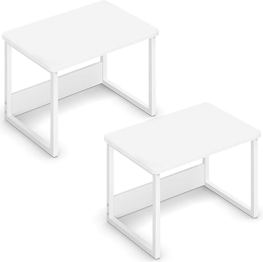 MARTY Desktop Printer Stand 2 Pack Printer Stand with Storage for Desk, Printer Shelf Desk Organzier for Home/Office Printer Riser Under Desk Small Table for Printer Fax Machine Scanner(White)