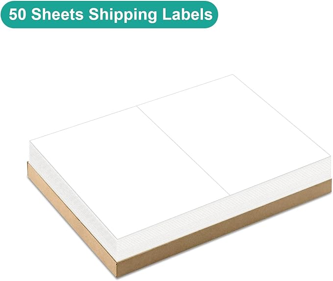 MFLABEL Half Sheet Label Laser/Ink Jet Shipping Label 8.5 x 11 Inches Packaging Labels, Address Labels for Laser & Inkjet Printers, 2500 Count(1250 Sheets)