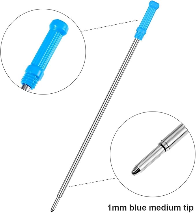 10PCS 4.5 Inch Cross Ballpoint Pen Refills Writing Tips Twist Up Refills for Twist Pens 1mm Medium Point Compatible with 8511 Blue Ink