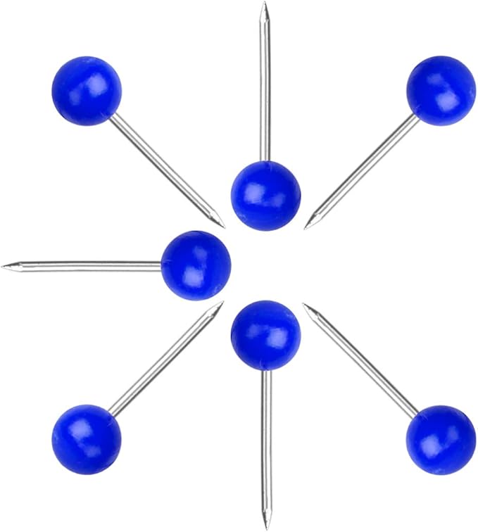 Map Tacks 1/8-Inch Assorted Color Beads Head Map Marking Push Pins,500-count (Blue)