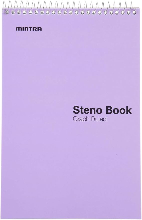 Mintra Office Steno Book - (Pastel Colors, 4 Pads/Pack, Graph Ruled) - 6inx9in, 70 Sheets, Notebook for writing notes in school, university, college, work, office