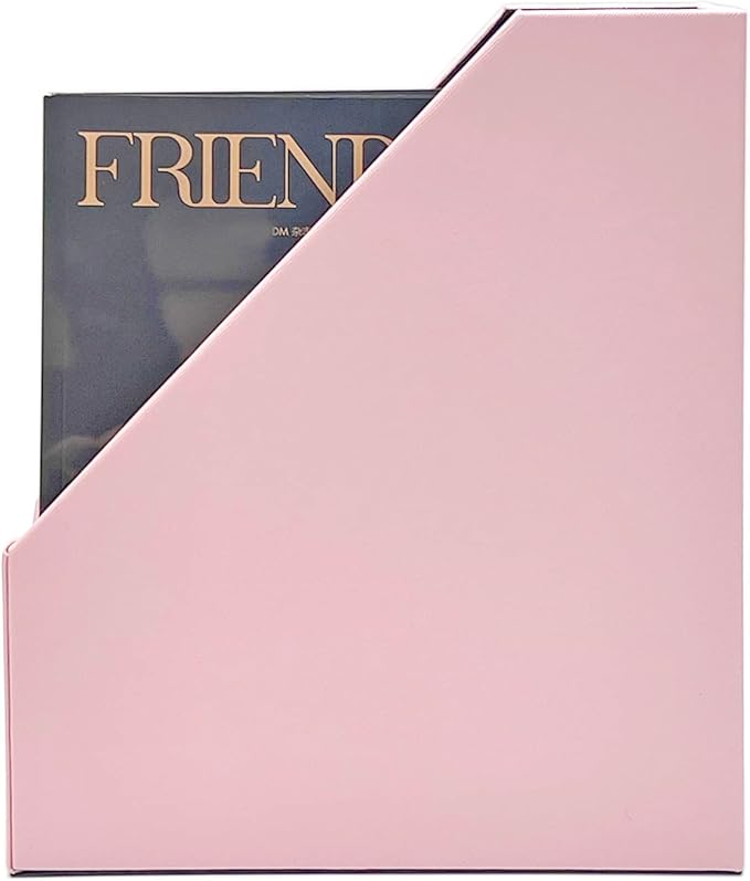 UnionBasic Magazine File Holder, Leatherette Desktop Document Organizer, Home Office Paper Holder File Storage Literature Sorter, Pink, Set of 4