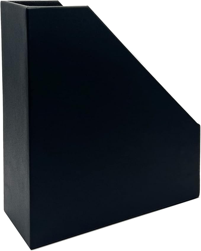 UnionBasic Magazine File Holder - Office Leatherette Desktop Document File Folder Journals Organizer Racks, Black, Set of 4