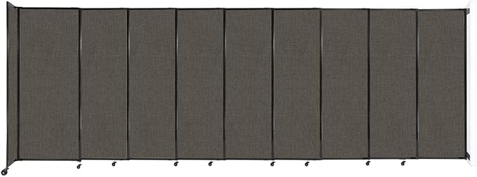 Wall-Mounted Sliding StraightWall Room Divider | Adjustable Widths | Locking Wheels | Room Separator | Up to 19'9" Wide x 6'10" Tall Mocha Fabric Panels