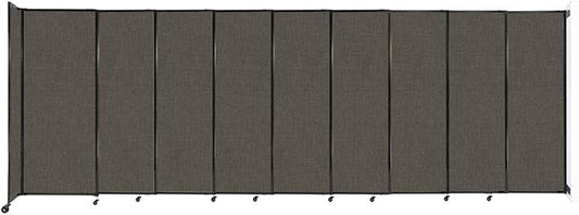 Wall-Mounted Sliding StraightWall Room Divider | Adjustable Widths | Locking Wheels | Room Separator | Up to 19'9" Wide x 6'10" Tall Mocha Fabric Panels