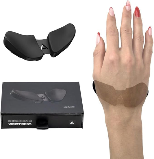 DELTAHUB Carpio 2.0 - Left-Handed Truly Ergonomic Wrist Rest for Mouse, Carpal Tunnel Support, Pain Relief, Anti-Fatigue, Easy Glide, Sleek, Office Computer, Laptop, Gaming - Small, Black