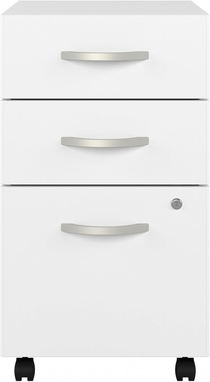 Bush Business Furniture Studio C 3 Drawer Mobile File Cabinet in White