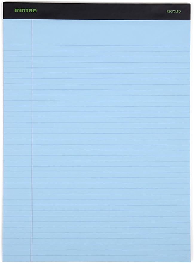 Mintra Office Legal Pads, ((Basic 6pk - (Pastel Version #3), 8.5in x 11in, Narrow Ruled)) - Includes 2 Blue Writing Pads, 2 Pink Writing Pads and 2 Green Writing Pads