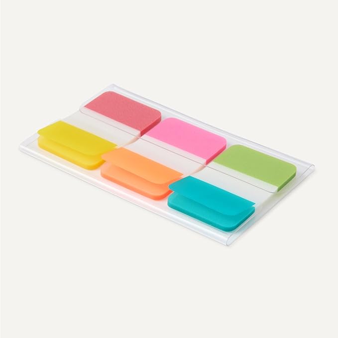 Amazon Basics Rectangular Tabs, 1 inch in Wide, 480 Pieces, Assorted Colors, 8 Dispensers/Pack