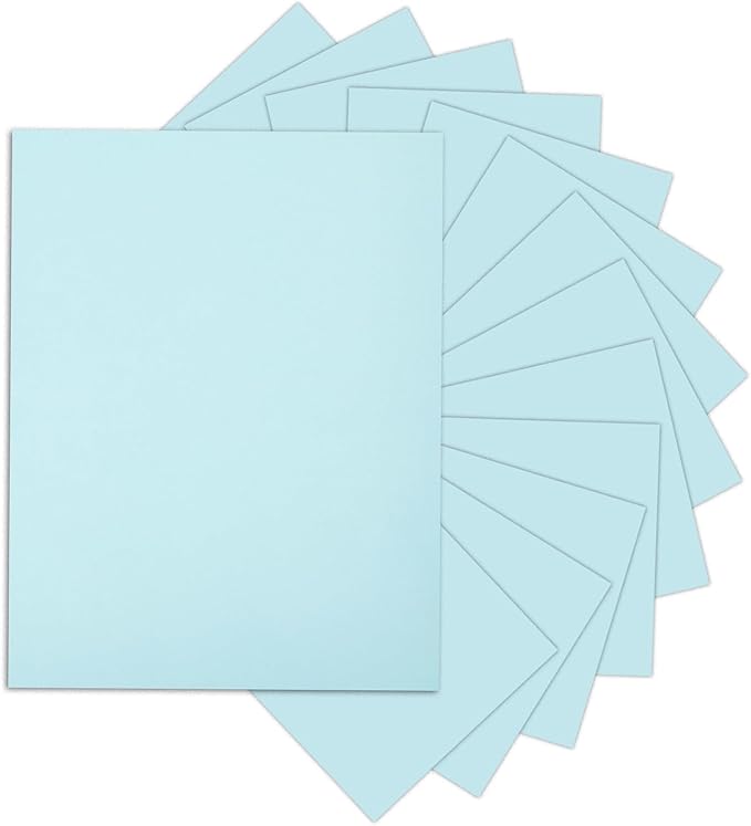 24 Sheets Light Blue Cardstock 8.5 x 11 Pastel Paper, Goefun 80lb Card Stock Printer Paper for Invitations, Menus, Crafts, DIY Cards