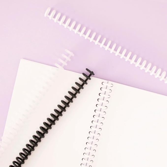 Craftelier - 30 Holes Binding Machine for Planners - A4, A5, A6, A7 and US Letter Size Formats - with 6 Spines of Black and White Tones - 5 Sheet Capacity Punch for Notebooks Making and Scrapbooking