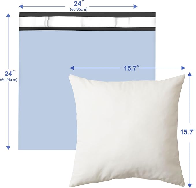 Large Poly Mailers 24x24 Inch 50 Pcs, Extra Large Shipping Bags for Clothing with Self-Sealing Tear-Resistant, Waterproof Poly Bags, Mailing Envelopes for Small Business (Light Blue)