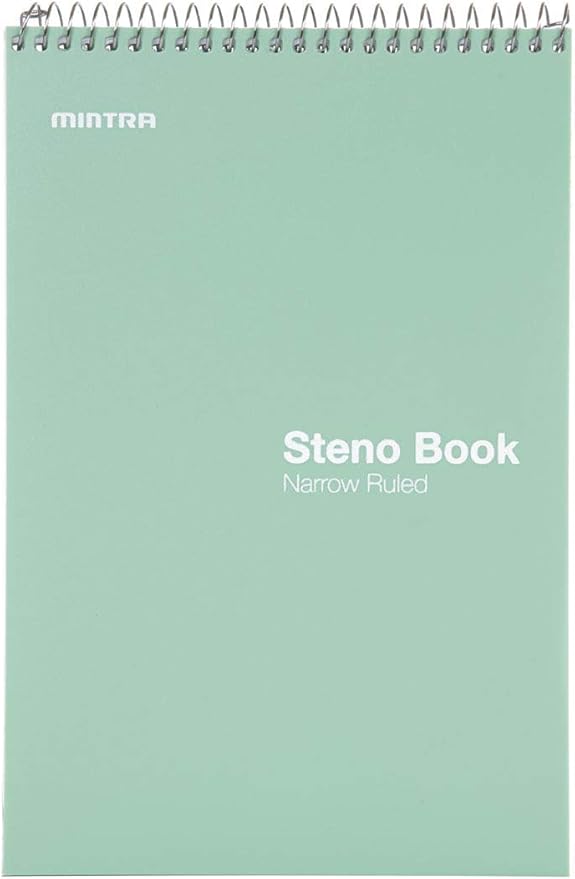 Mintra Office Steno Books - (Pastel 8PK - Lavender, Sage, Salmon, Spring Pink) - Narrow Ruled Paper, 6" x 9", 100 sheets for Writing Notes in School, University, College, Work, Office