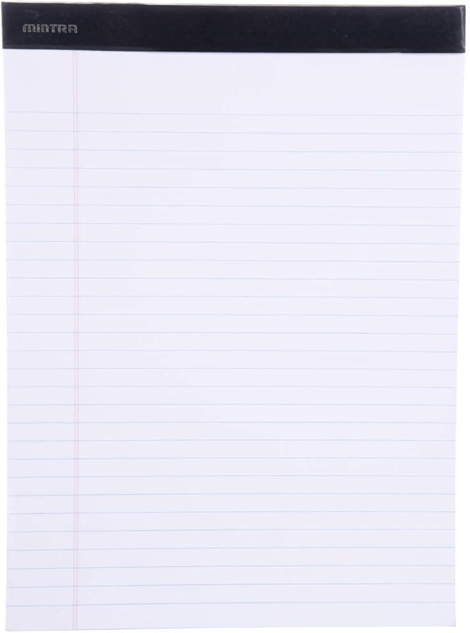Mintra Office Legal Pads - ((BASIC WHITE 6pk, 8.5in x 11in, WIDE RULED))