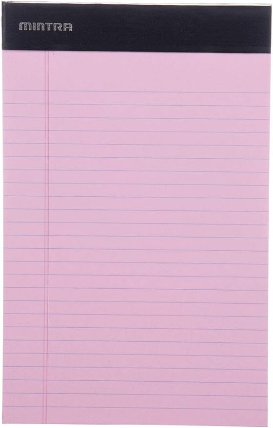 Mintra Office Legal Pads - ((BASIC PASTEL 6pk, 5in X 8in, NARROW RULED)) - 50 Sheets per Notepad, Micro perforated Writing Pad, Notebook Paper for School, College, Office, Professional