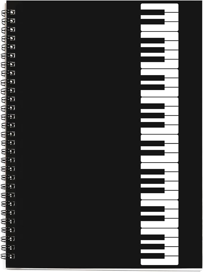 MAXCURY Music Notebook, Blank Sheet Music Notebook, Cardboark Spiral Notebook Manuscript Paper, Composition Staff Paper for Kids, Musician, Students, Piano-Keyboard-Music-Notebook 100 Pages 26x19cm