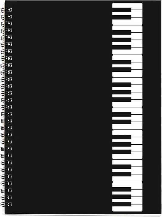 MAXCURY Music Notebook, Blank Sheet Music Notebook, Cardboark Spiral Notebook Manuscript Paper, Composition Staff Paper for Kids, Musician, Students, Piano-Keyboard-Music-Notebook 100 Pages 26x19cm