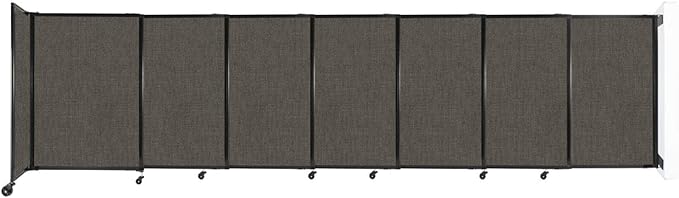 Wall-Mounted Sliding StraightWall Room Divider | Adjustable Widths | Locking Wheels | Room Separator | Up to 15'6" Wide x 4' Tall Mocha Fabric Panels