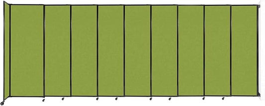 Wall-Mounted Sliding StraightWall Room Divider | Adjustable Widths | Locking Wheels | Room Separator | Up to 19'9" Wide x 7'6" Tall Lime Green Fabric Panels