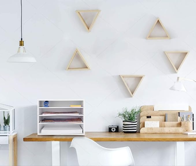 Paper Organzier Wood Desktop Organizer Storage Letter Tray File Sorter with Adjustable Shelves for Home Office