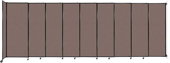 Wall-Mounted Sliding StraightWall Room Divider | Adjustable Widths | Locking Wheels | Room Separator | Up to 19'9" Wide x 6'10" Tall Latte Fabric Panels