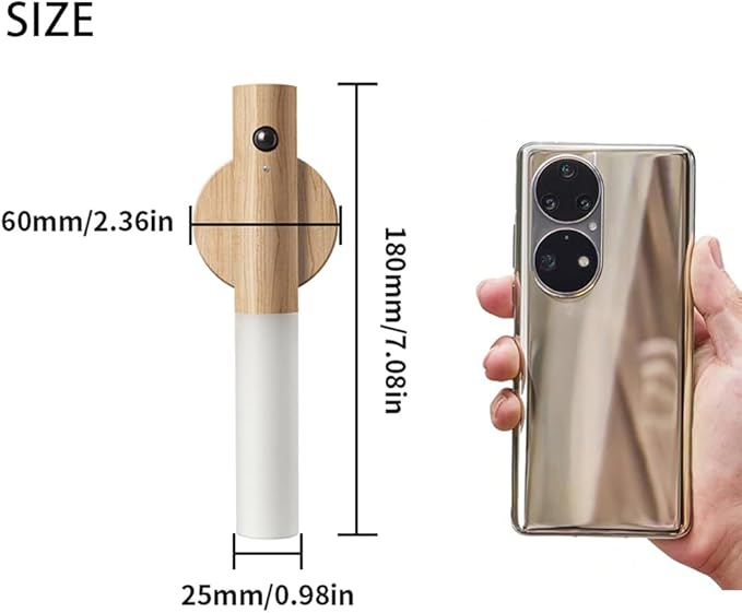 LANDGOO Wooden Motion Sensor Night Lights Magnet Body Sensor Hallway Night Lights Rechargeable Led Light Portable Stairway,Wall Sconce Battery Powered Cabinet Lights