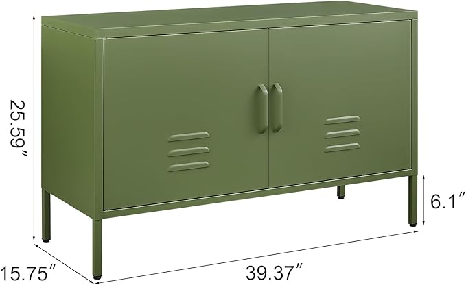 TV Stand with Storage,Metal Cabinet with Doors,TV Console with Storage with Adjustable Shelf,Morden TV Cabinet for Bedroom,Living Room,Avocado Green