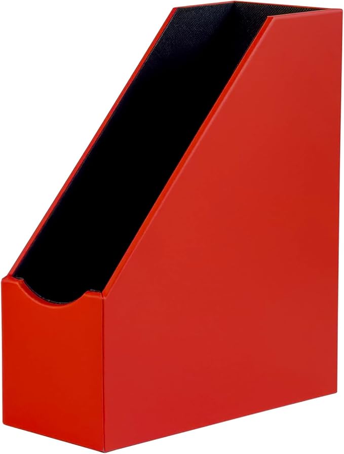 UnionBasic Magazine File Holder - Office Leatherette Desktop Document File Folder Journals Organizer Racks, Red