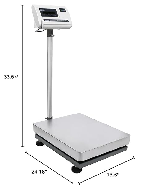 U.S. Solid Bench Scale - Stainless Steel Postal Package Shipping Scale Digital Bench Platform Balance with 16 inch x 20 inch Platform, Lb/Kg Switchable, 680 lb x 0.02 lb