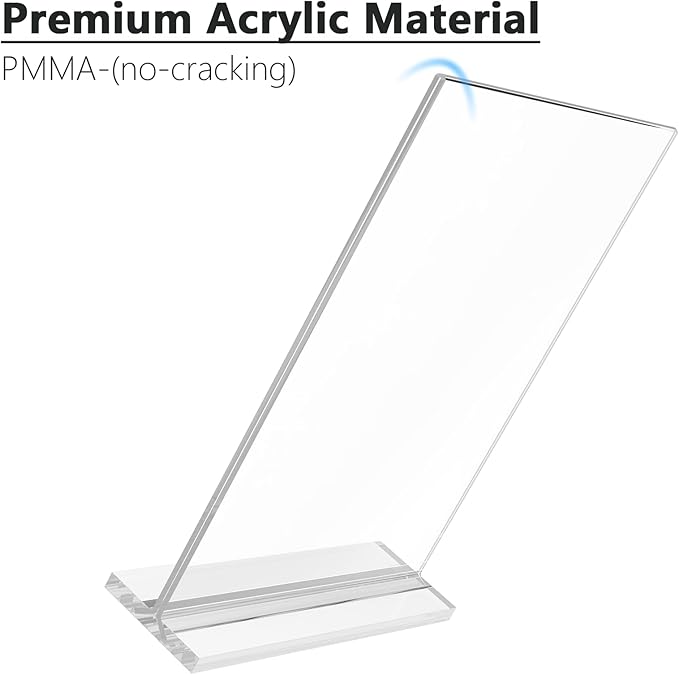MaxGear Acrylic Sign Holder 8.5x11 Inches 2 Pack, Double Sided Clear Display Stand Table Top Paper Holder, Vertical Menu Flyer Stand, Plastic Frame for Stores, Restaurants, Hotels, Office
