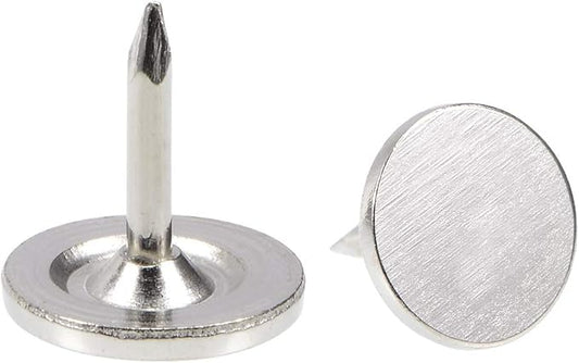 uxcell Upholstery Nails Tacks 9.5mmx10mm Flat Head Furniture Nails Pins Silver Tone for Furniture Sofa Headboards, 100 Pcs