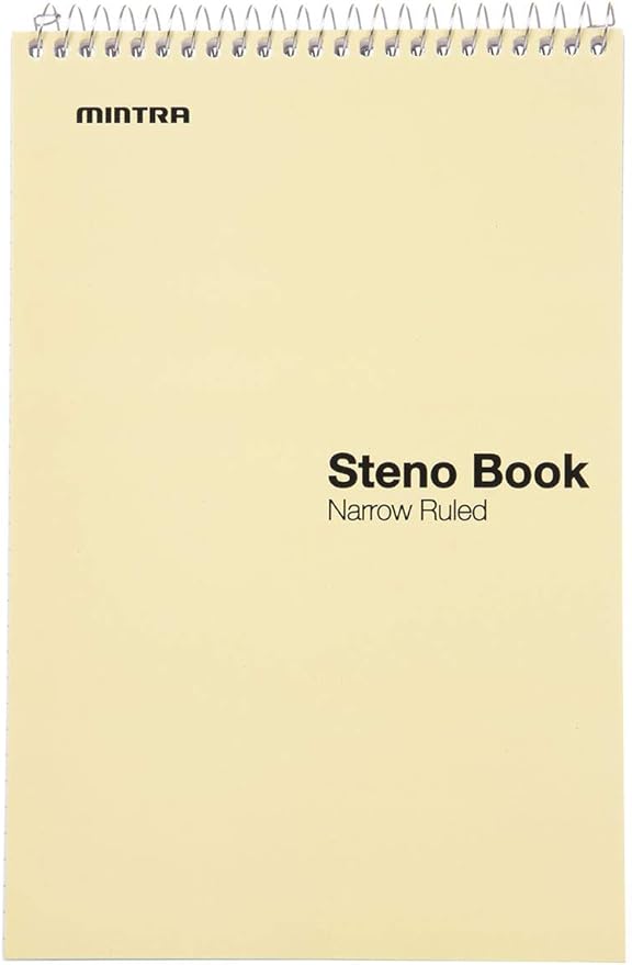 Mintra Office Steno Book - (Pastel Colors, 4 Pads/Pack, Narrow Ruled) - 6inx9in, 70 Sheets, Notebook for writing notes in school, university, college, work, office