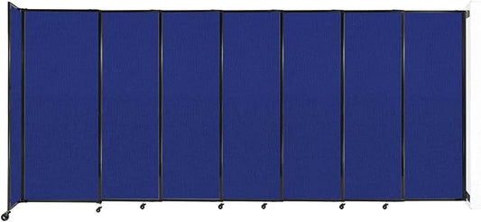 Wall-Mounted Sliding StraightWall Room Divider | Adjustable Widths | Locking Wheels | Room Separator | Up to 15'6" Wide x 6'10" Tall Royal Blue Fabric Panels
