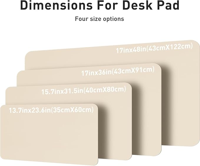 Aothia Leather Desk Pad Protector, Large Mouse Pad, Office Mat, Non-Slip PU Leather Blotter, Laptop Desk Pad, Waterproof Writing Pad for Office and Home (Beige, 23.6" x 13.7")