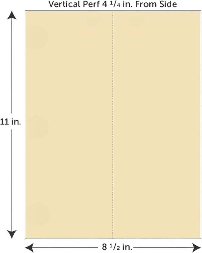 Limited Papers (TM) 8.5x11 Perforated Paper, 20/50 Pound, 75 GSM, Variety of Perforation Sizes and Colors, for Forms, Tickets, Postcards, Business Cards. (Green, 2 up – vertical 4 1/4”)