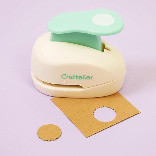Craftelier - 5/8 Inch Circle Scallop Punch with lever press | Shape Hole Puncher for Paper Crafts | Scalloped Hole Punch for Scrapbooking, DIY Cards & Journals | Mini Hole Punch for Paper & Cardstock.