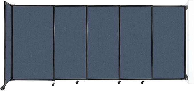 Wall-Mounted Sliding StraightWall Room Divider | Adjustable Widths | Locking Wheels | Room Separator | Up to 11'3" Wide x 5' Tall Ocean Fabric Panels