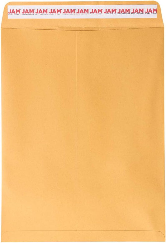 JAM PAPER 10 x 13 Open End Catalog Premium Envelopes with Peel and Seal Closure - Brown Kraft Manila - 50/Pack
