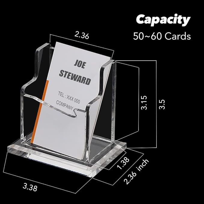 PARTSPOWER Acrylic Business Card Holder for Desk, Vertical Clear Business Name Card Display Stand, Desk Accessory Business Name Card Organizer (Vertical, 1-Slot)