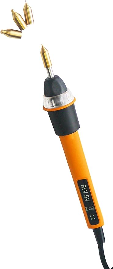 KINGTOOL Hot Foil Embossing Stamping Pen with 6 Rolls Hot Foil Papers, USB Powered (with 4 Nibs) (Yellow)