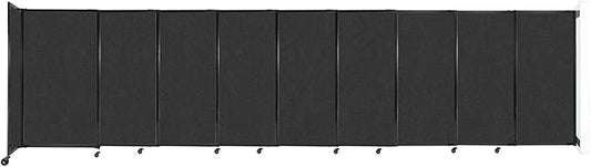 Wall-Mounted Sliding StraightWall Room Divider | Adjustable Widths | Locking Wheels | Room Separator | Up to 19'9" Wide x 5' Tall Black Fabric Panels